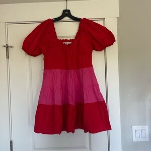 Pink & Red English Factory Mini Dress